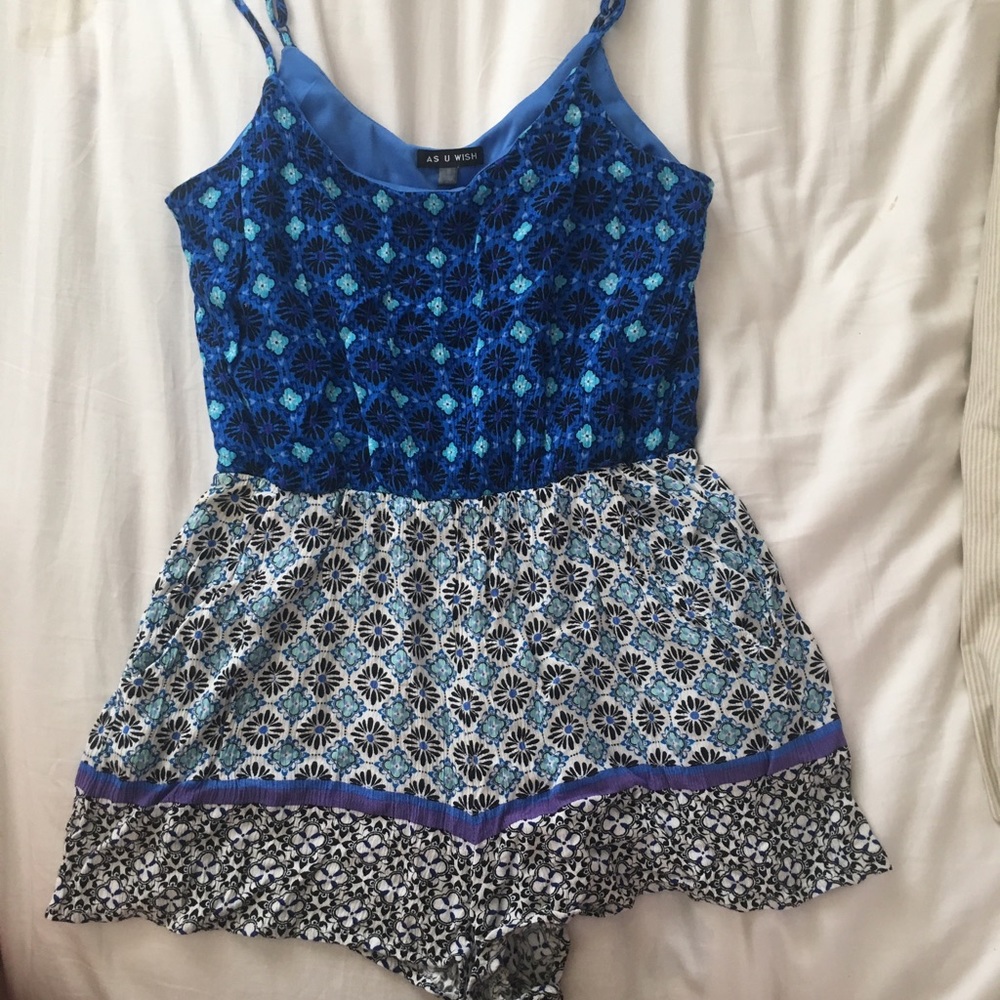 Blue Pattern Romper
